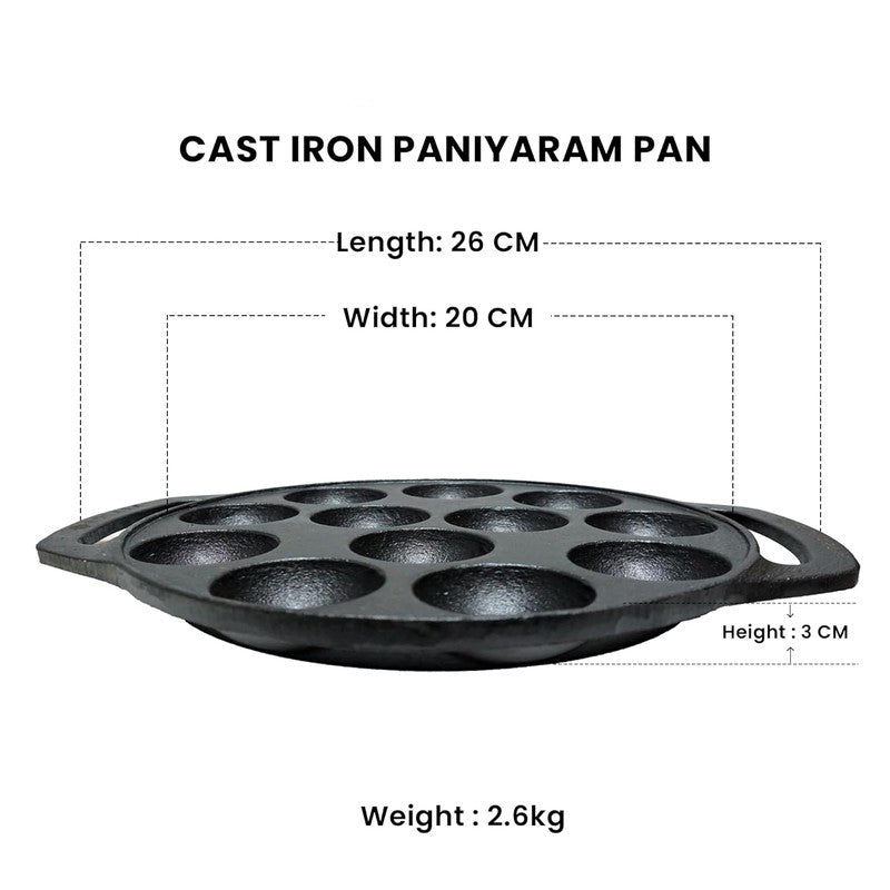 Solara Brewora Round Cast Iron Paniyaram Pan media 13
