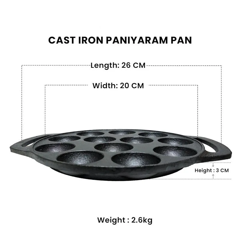 Solara Brewora Round Cast Iron Paniyaram Pan media 13