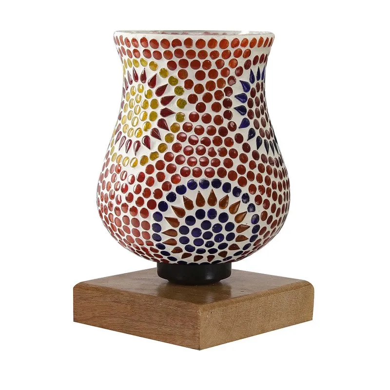 Mirello Mosaic Glass Table Lamp With Wooden Base - Multicolor media 6