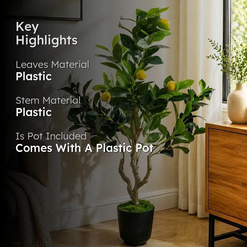 Lemon Aura Artificial Plant With Black Plastic Pot - 93 cm (3.1 ft) media 2