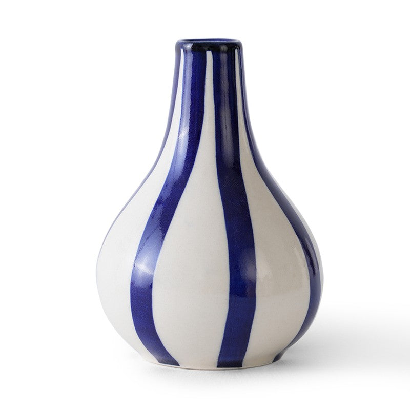 Waveon Ceramic Flower Vase - White,Dark Blue media 3