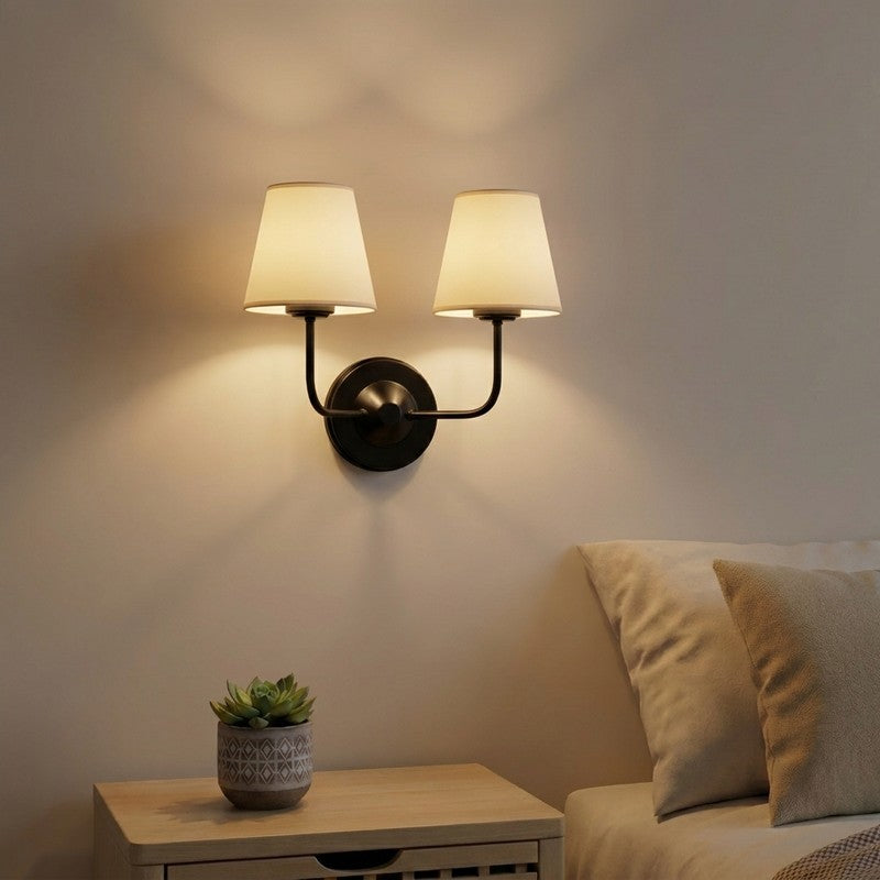 SoftGlow Twin Cotton Wall Lamp - Classic Beige