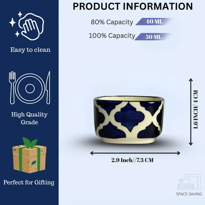 lanix Ceramic Dip Bowls (Blue,White ,50 mL Each) - Set Of Two media 7