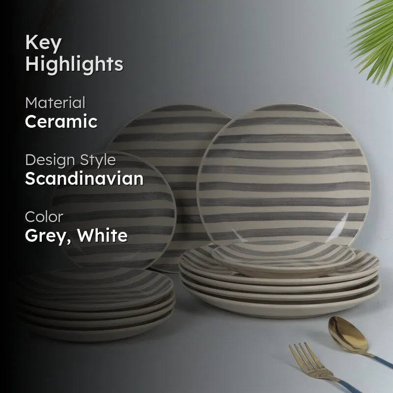 Elarion Dinner Plate (Grey,White) - Set of Twelve media 2
