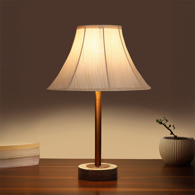 Ceylon Arc Rodin Wooden Table Lamp - OffWhite,Copper,White