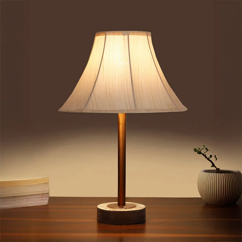 Ceylon Arc Rodin Wooden Table Lamp - OffWhite,Copper,White media 1