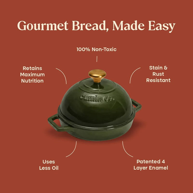 Cumin Co Enamel Cast Iron Bread Oven (Green) - 1000 mL media 7