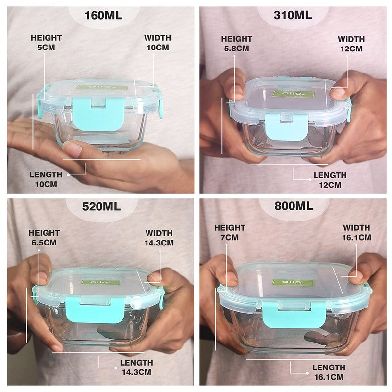Chomzy Leak Proof Glass Lunch Box - Set of Four media 9