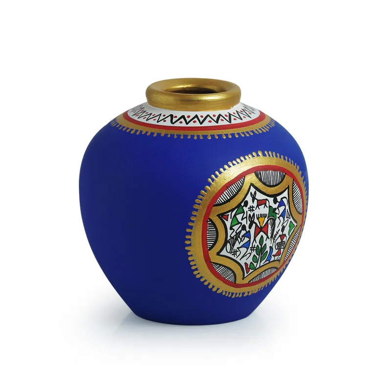 Madhuvan Handpainted Vase - Blue media 4