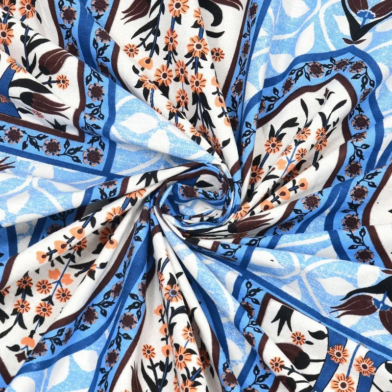 Rangza Cotton Bedsheet (Blue,Brown) - 240 TC media 5
