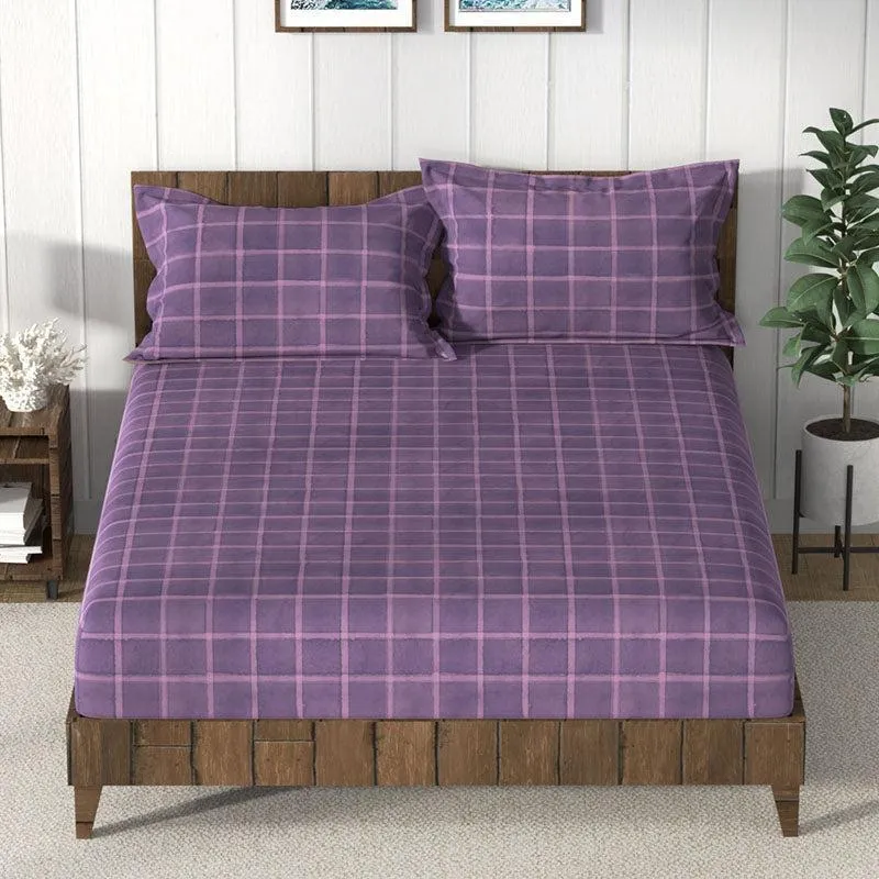 Nautica Lattice Haven Geometric Cotton Bedsheet (Purple) - 160 TC media 3