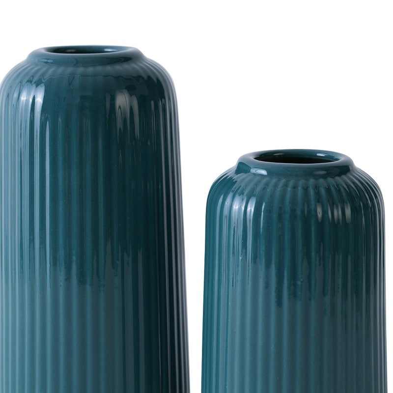 Nordic Blue Ceramic Minimal Vase - Set Of Two media 7