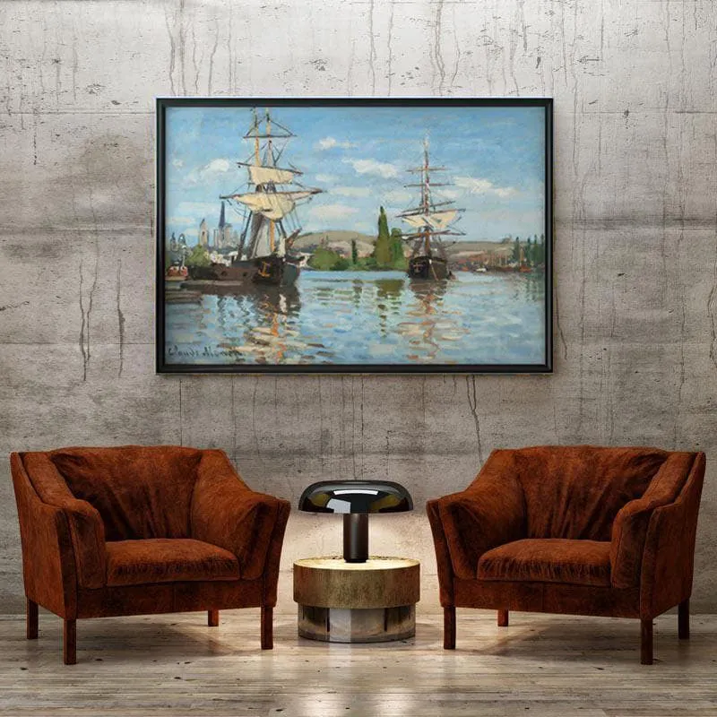 Ships Riding In The Seine At Rouen By Claude Monet - Black Frame media 4