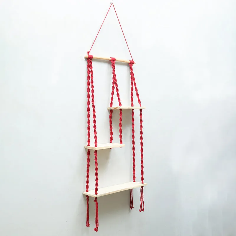 Knotra Macrame Wall Shelf - Red media 3