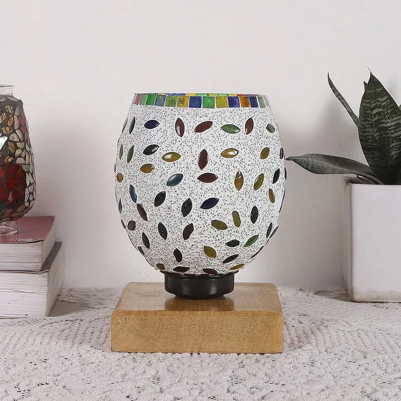 Twinkle Mosaic Glass Table Lamp With Wooden Base - Multicolor media 4
