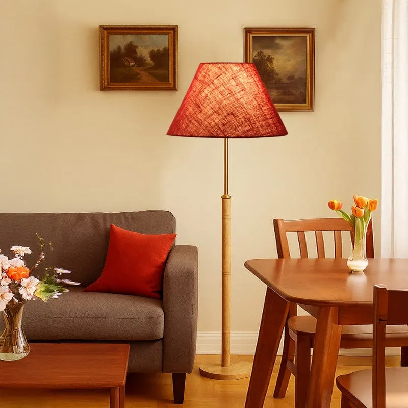 Earth Tone Wooden Floor Lamp - Maroon media 1