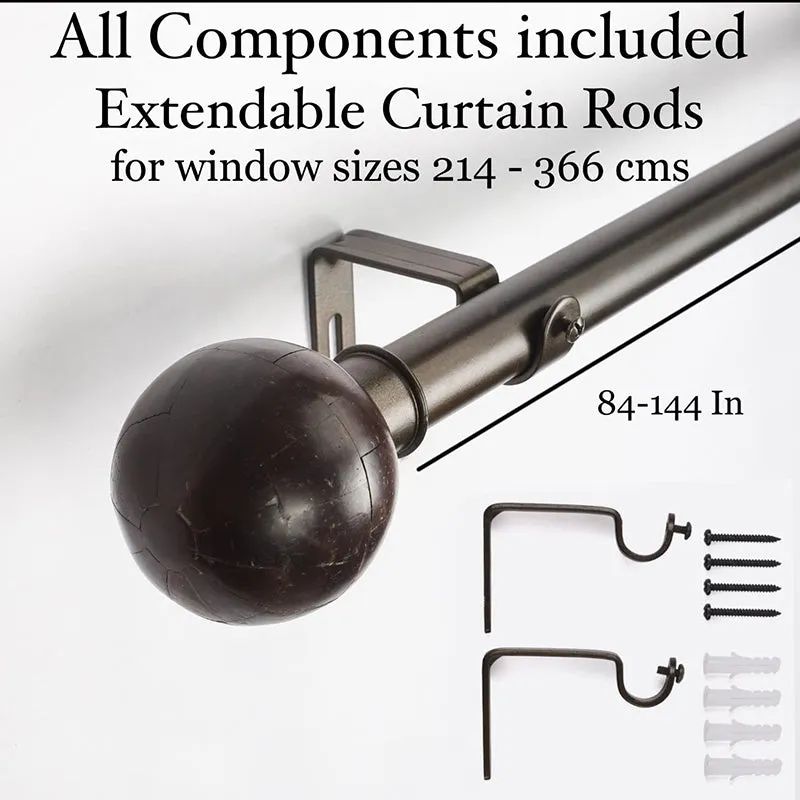 Orbis Extendable 1" Single Curtain Rods With Round Finial & Brackets media 5
