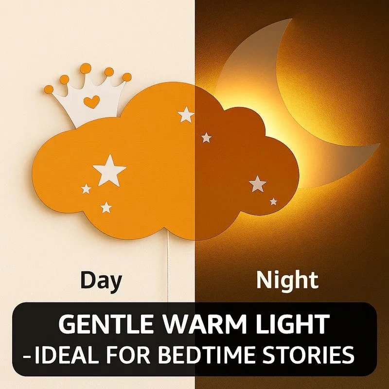 Sleepy Night Sky Cloud Battery Operated MDF Wall Lamp - Orange media 9