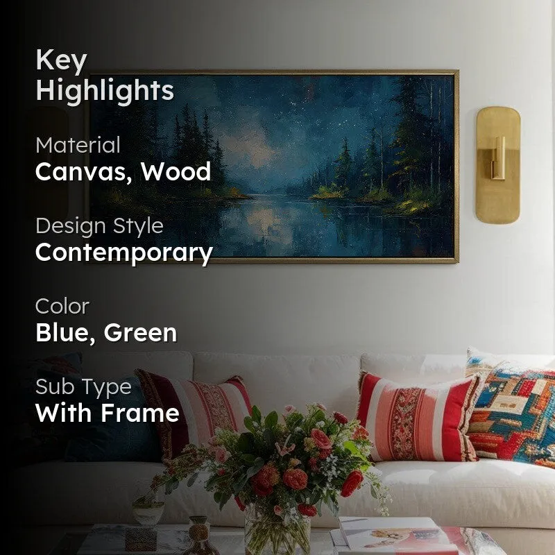 Celestial Lake Canvas Wall Painting With Frame media 2