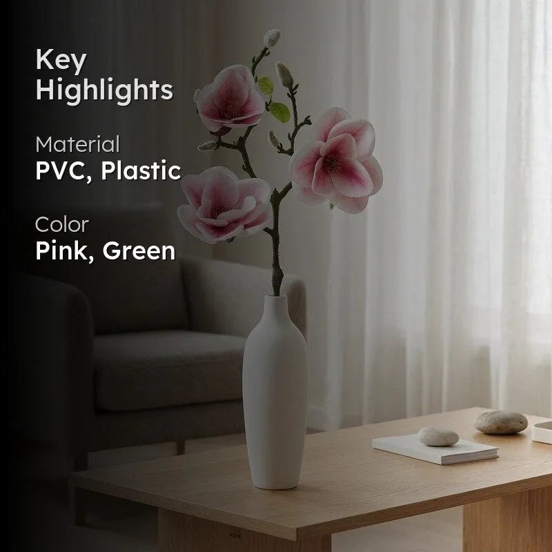 Magnolia Bloom Artificial Flower Stem - Pink media 2