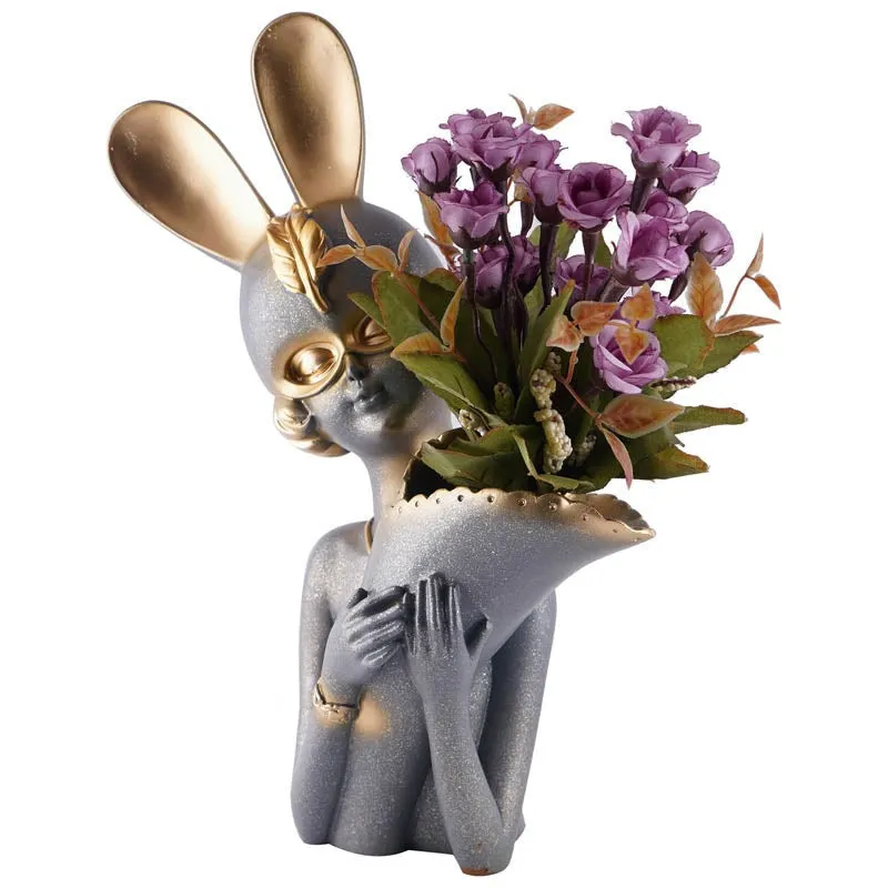 Thaisa Polyresin Vase - Charcoal & Gold media 5