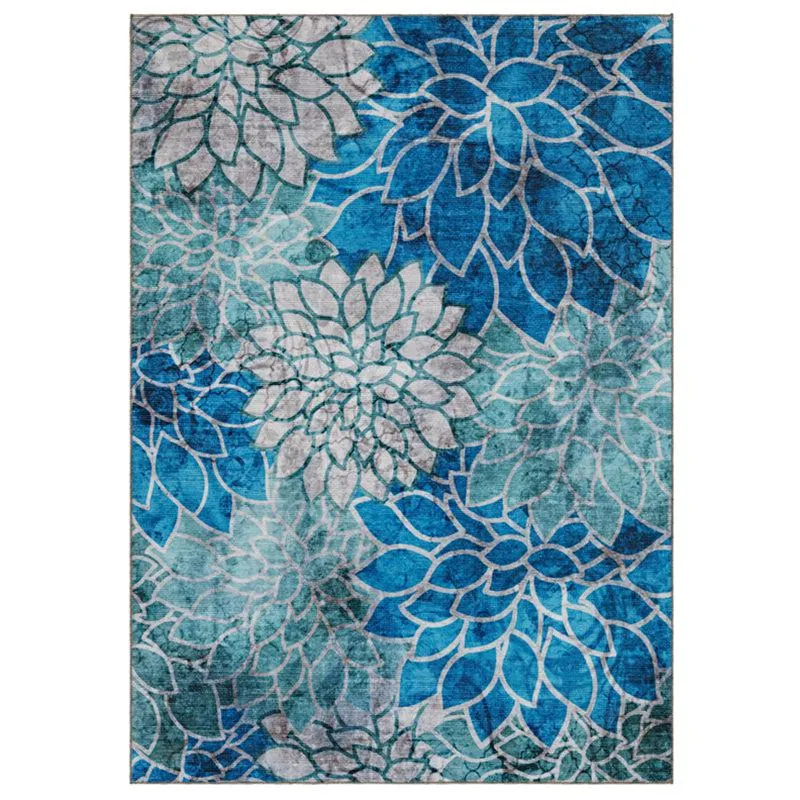 Enaya Floral Polyester Carpet - Blue media 1
