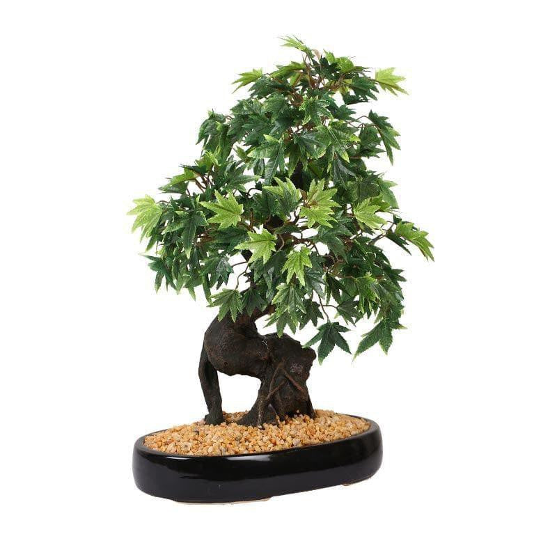 Faux Maple Bonsai In Tray Black Plastic Pot (41 cms) - Green & Brown media 3