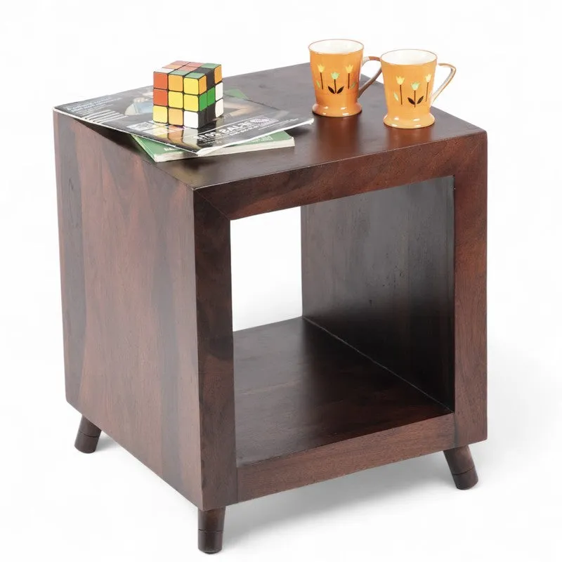 Qverox Sheesham Wooden Side & Bedside Table - Dark Brown media 5