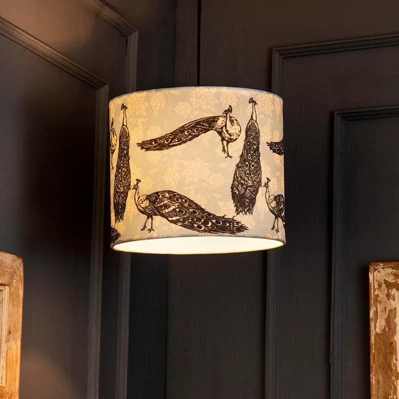 Prancing Peacocks Fabric Ceiling Lamp media 1