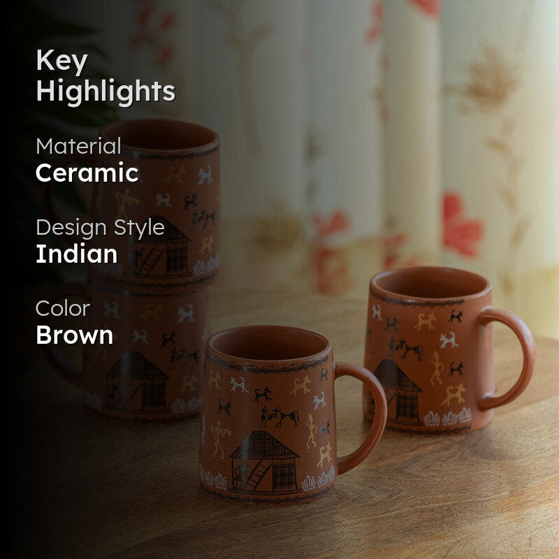 Cozy Ceramic Coffee Mug (300 mL Each) - Set Of Four media 2