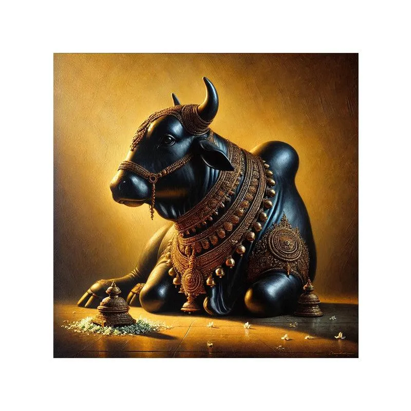 Spiritual Nandhi Wall Painting media 4