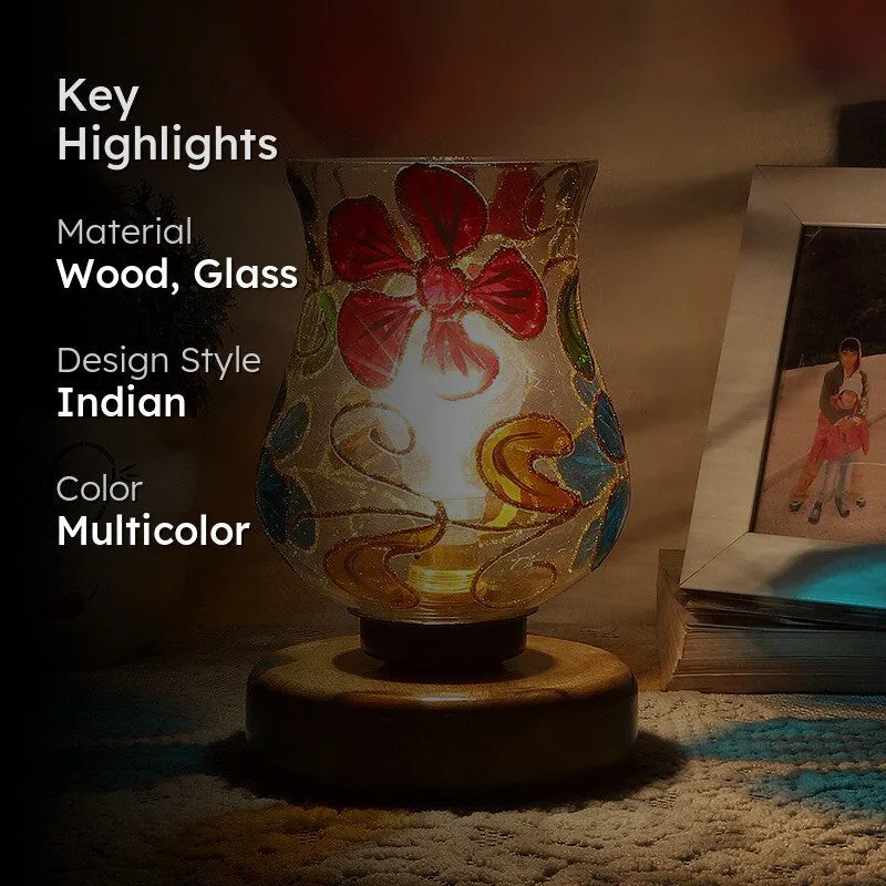 Crestaro Mosaic Glass Table Lamp With Wooden Base - Multicolor media 2
