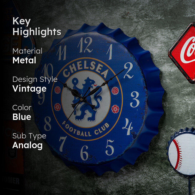 Chelsea Bottle Cap Wall Clock media 2