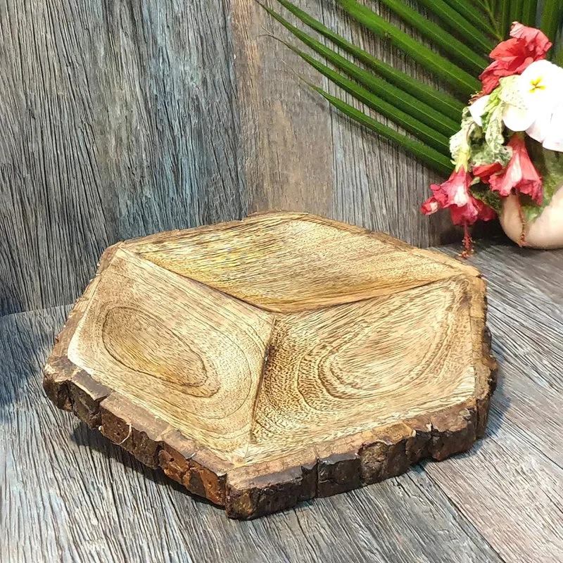 Hexa Mango Wood Serving Platter media 1