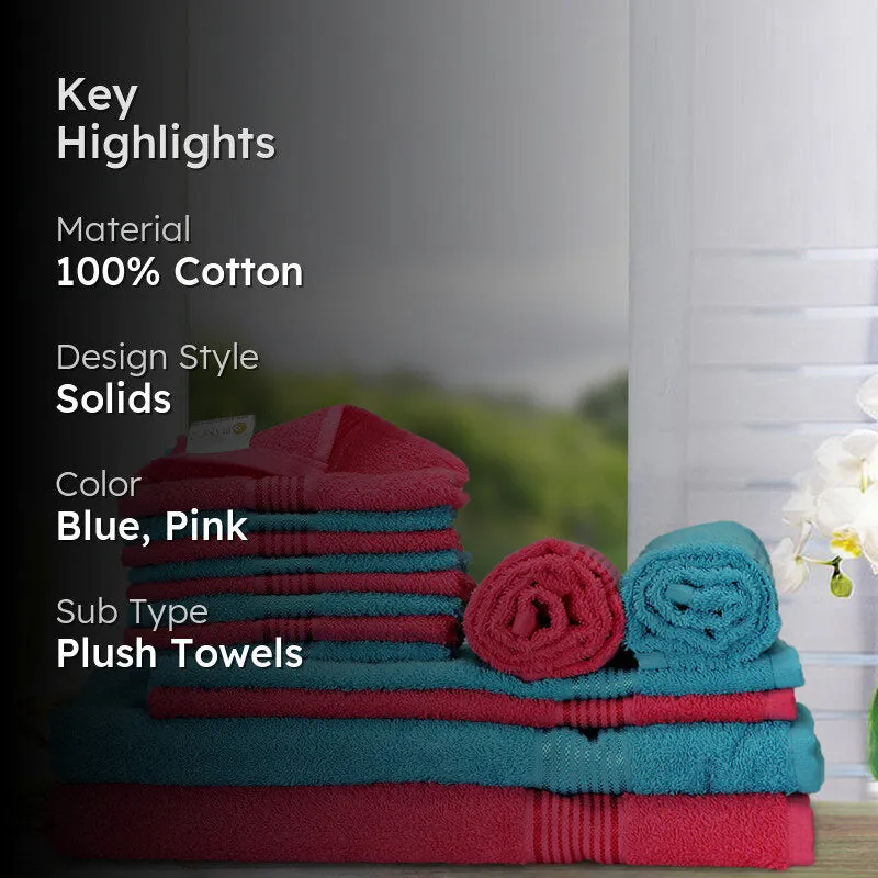 Comfora Towel Set (Sky Blue,Pink) - Fourteen Piece Set media 2