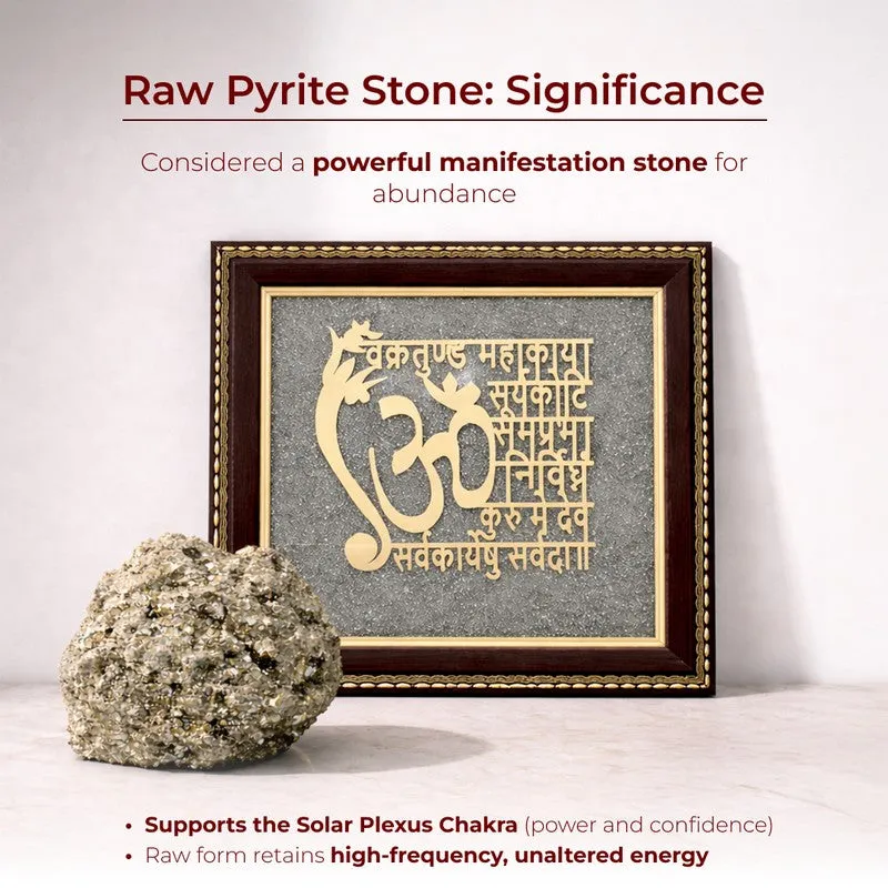 Vakratunda Mahakaya Divine Mantra Pyrite & Wood Wall Art media 8