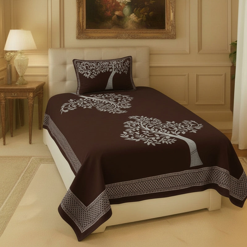 Calm Layers Chenille Bedsheet - Brown - Single