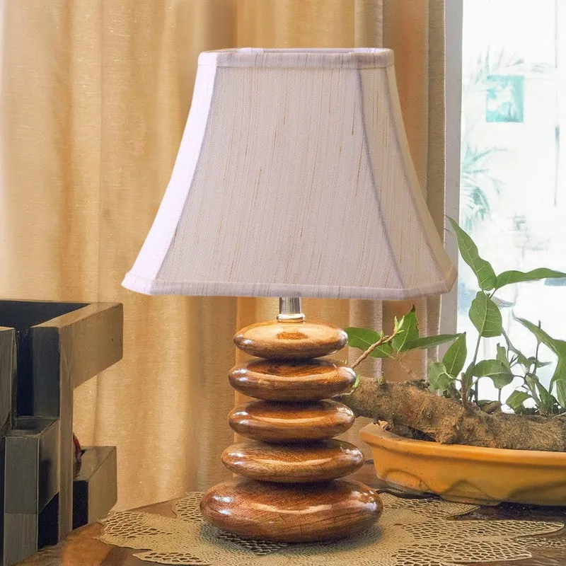Gloxeva Cotton Table Lamp With Wooden Base - Off White media 4