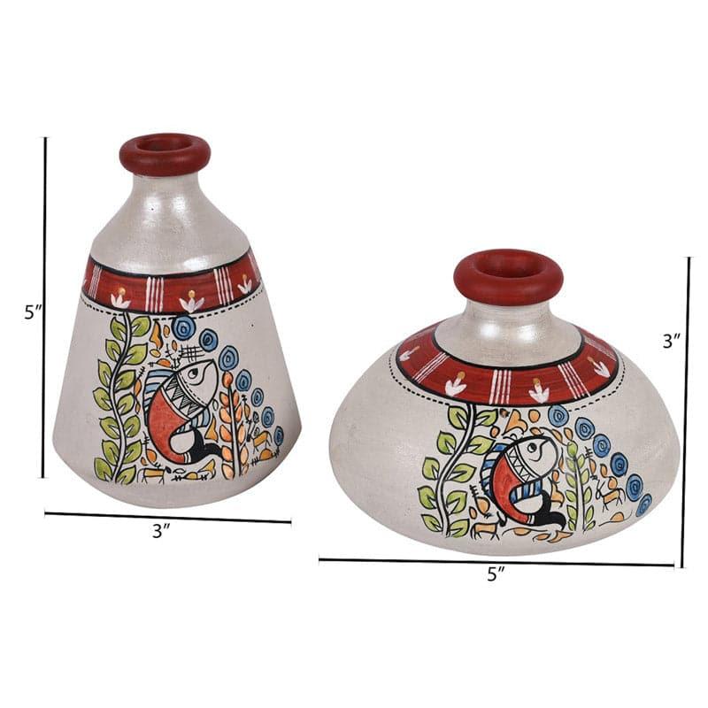 Prabasa Warli Wooden Wall Shelf With Pots - Four Piece Set media 6