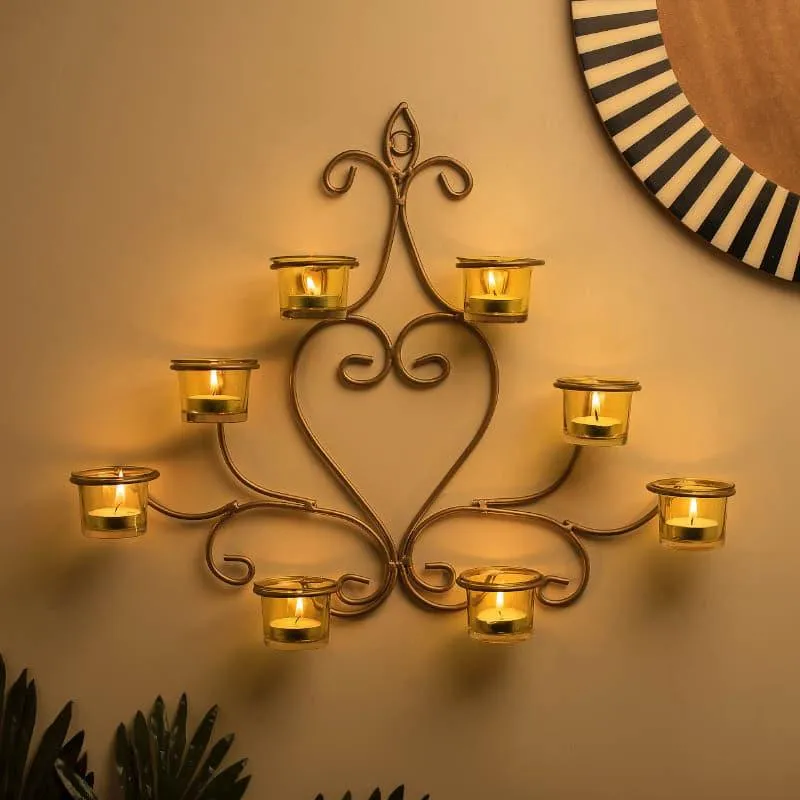 Floral Gold Frame Candle Holder - Yellow media 3