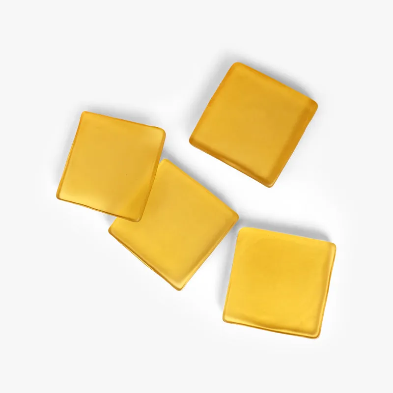 Glossy Diamond Mist Glass Coaster (Yellow) - Set Of Four media 5
