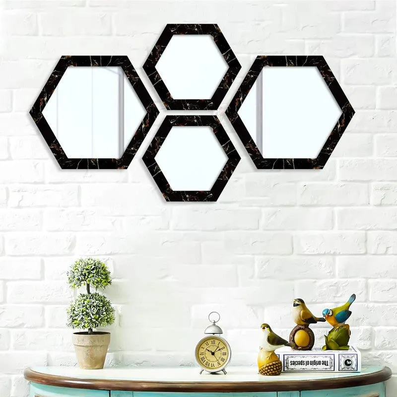 Reflectique Glass Wall Mirror Wiith PVC Frame - Set Of Four media 5