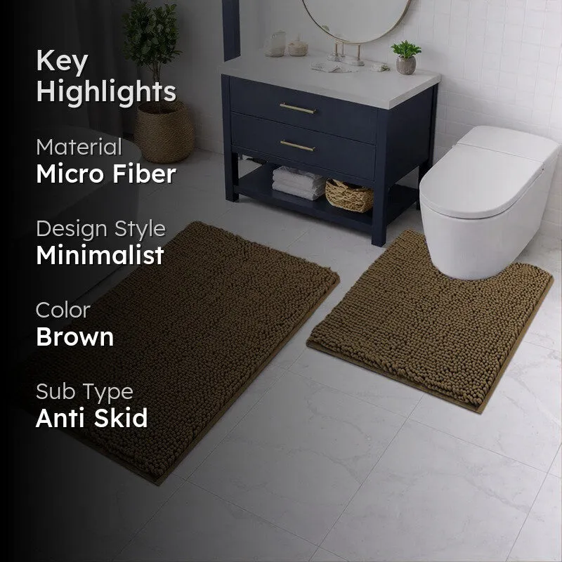 PureTone Microfiber Bath Mats (Brown) - Set of Two media 2