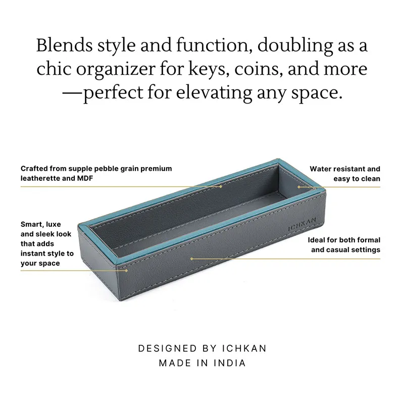 Tisca Faux Leather Cutlery Tray - Grey media 3