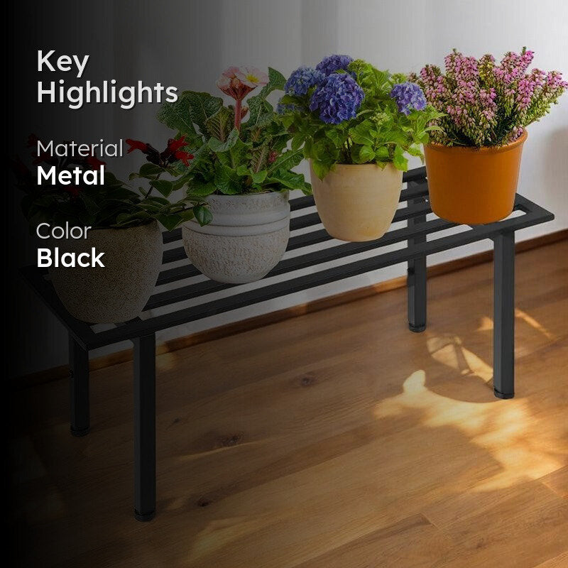 Obsidian Leaf Metal Planter Stand media 2