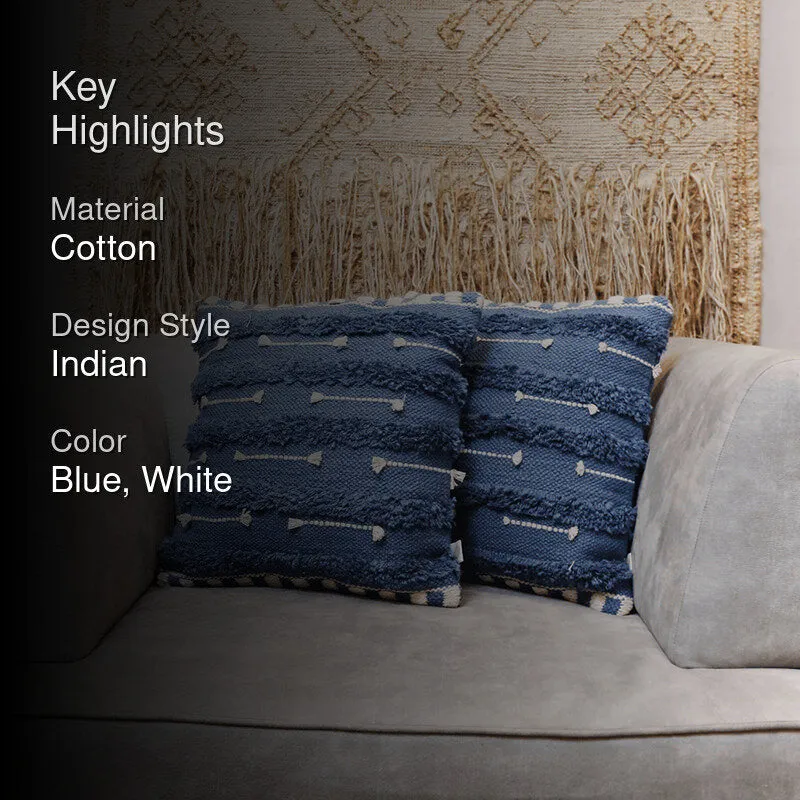 Softscape Tufted Cushion Cover (Blue & White) - Set Of Two media 2