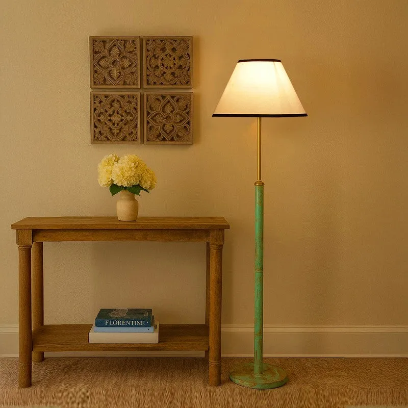 Canyon Glow Wooden Floor Lamp - White & Black media 1