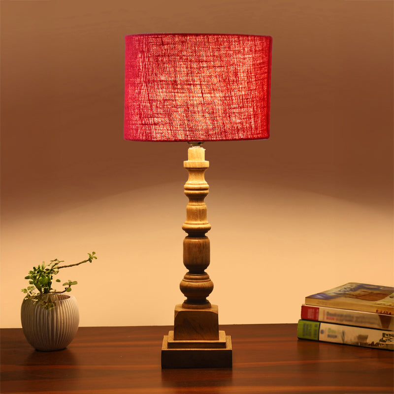 Sienna I Arbor Wooden Table Lamp - Red,Brown
