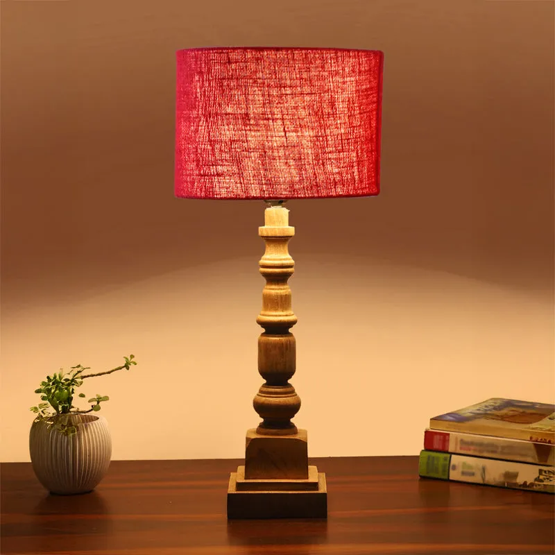 Sienna I Arbor Wooden Table Lamp - Red,Brown media 1