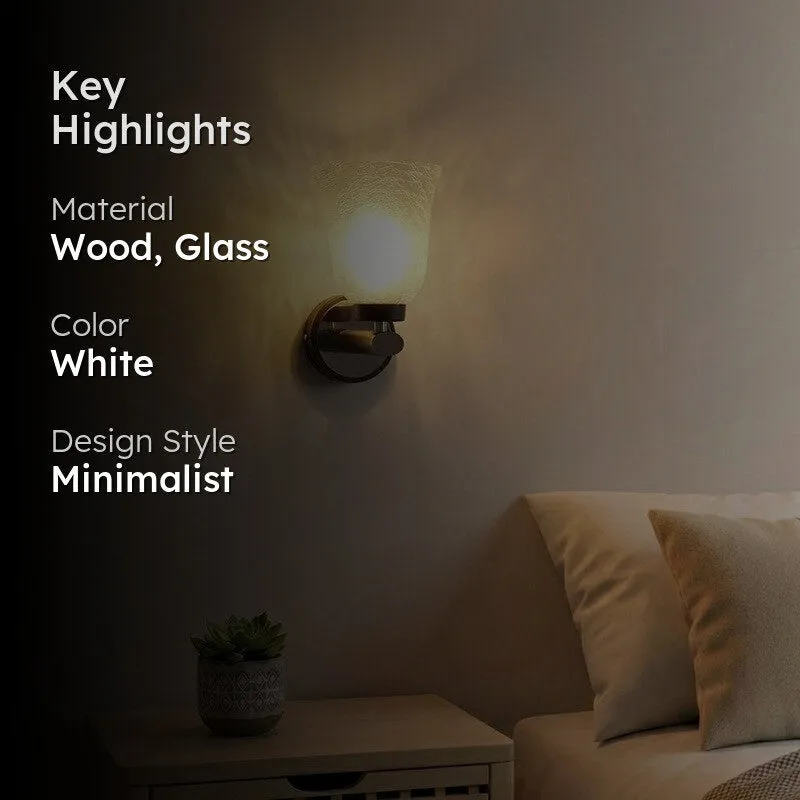 Crystal Bloom Wooden Glass Wall Lamp media 2